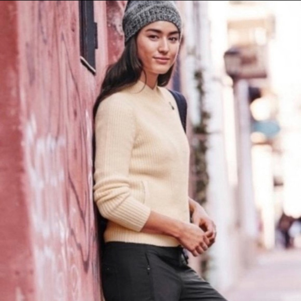 Athleta Wool Stowe Knit Moto Zip Jacket